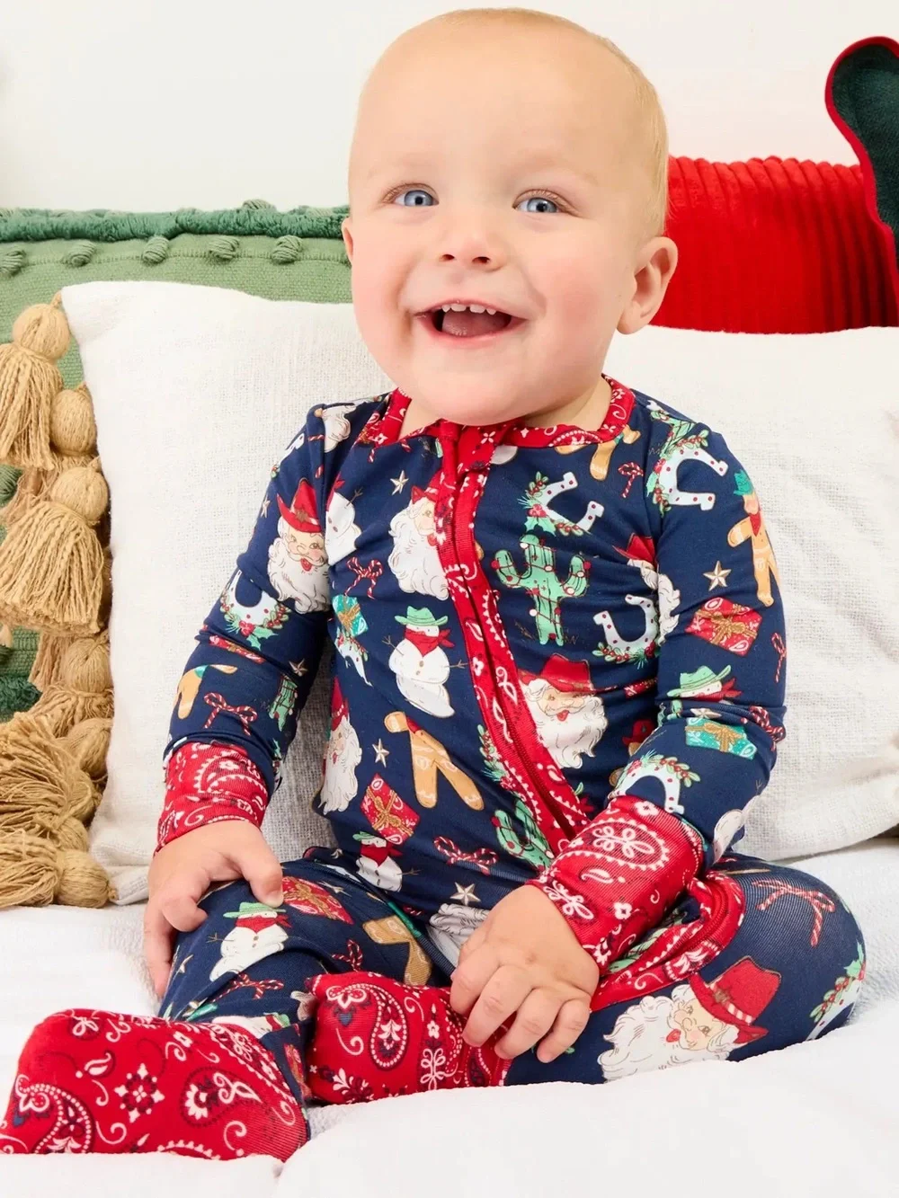 Ruggedbutts SoftSnooze Western Cowboy Santa Convertible Romper 0-3 3-6 6-12